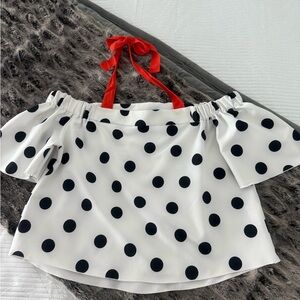 Zara Black and White Polka Dot Top